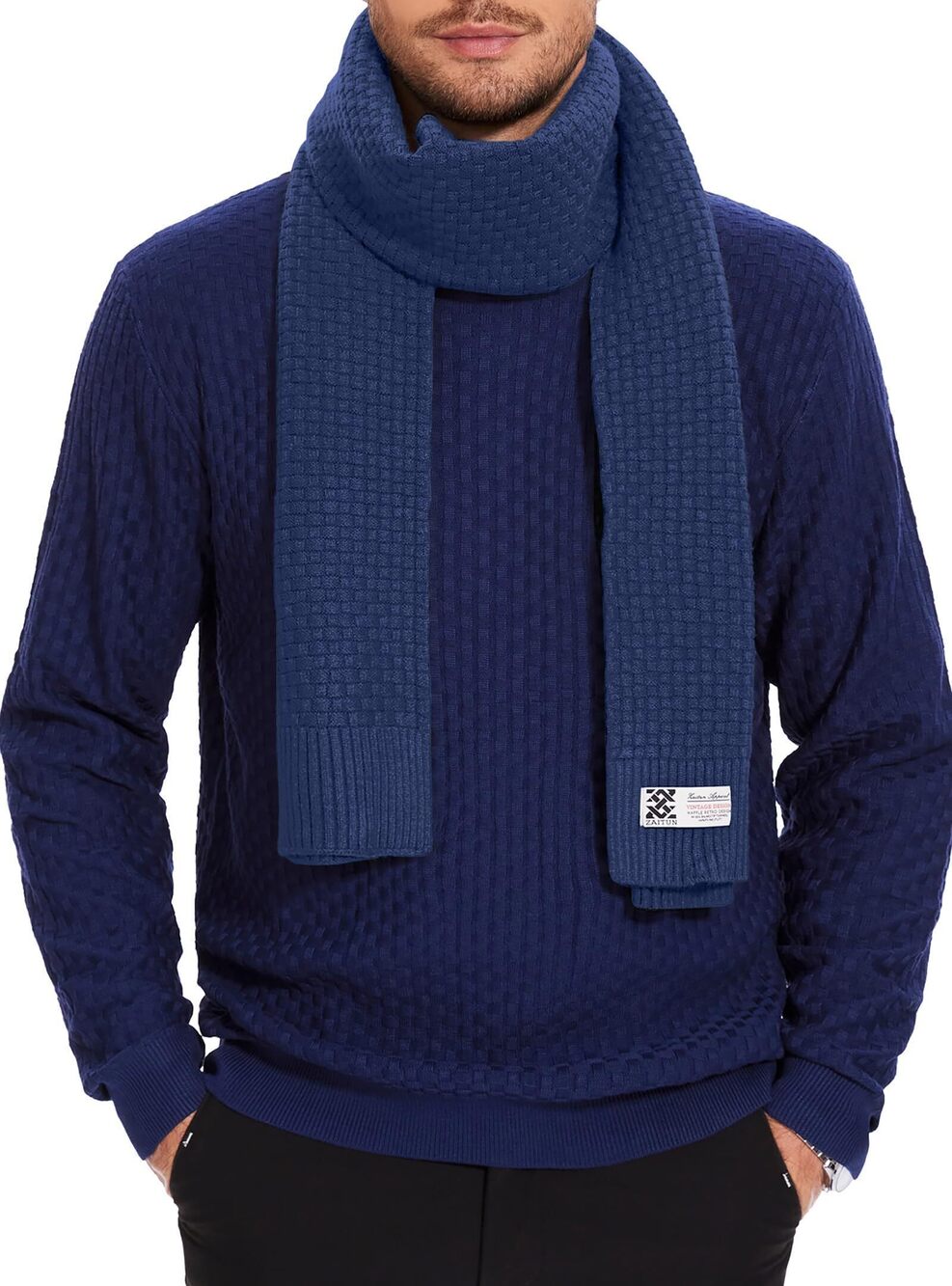 6158 Winter Scarf Soft Warm Waffle knitted Classic Fashion Cold Weather